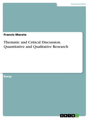 cover image of Thematic and Critical Discussion. Quantitative and Qualitative Research